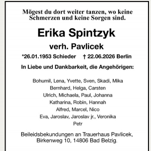 Traueranzeige Erika